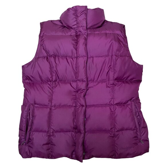 Eddie Bauer Womens Premium Goose Down Puffer Vest M Purple Adjustable Waist Warm - Picture 1 of 7